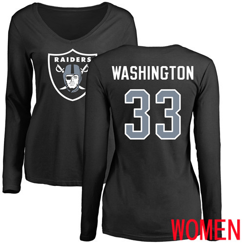 Oakland Raiders Olive Women DeAndre Washington Name and Number Logo NFL Football 33 Long Jersey